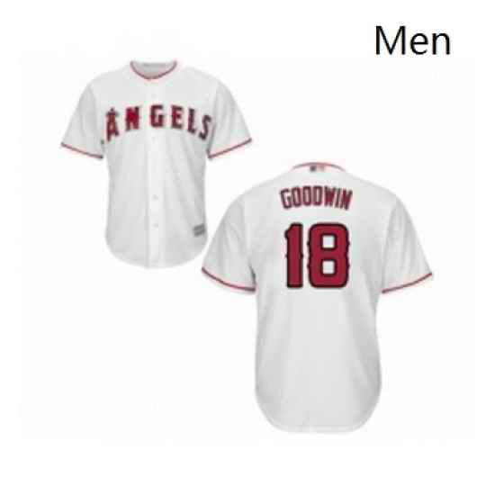 Mens Los Angeles Angels of Anaheim 18 Brian Goodwin Replica White Home Cool Base Baseball Jersey